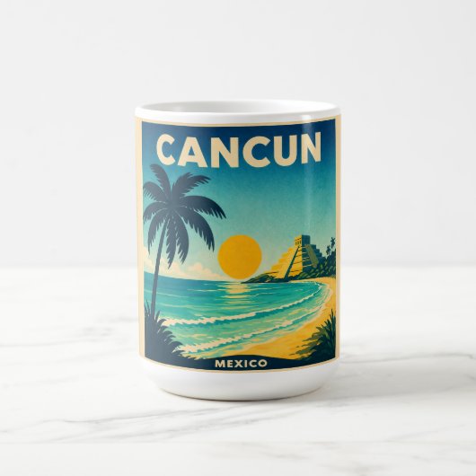 Cancun Vintage Travel Poster Mug コーヒーマグカップ (中央)