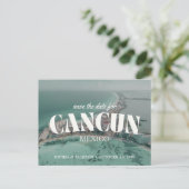 Cancun Wedding Save the Date Retro Postcard ポストカード (スタンド正面)