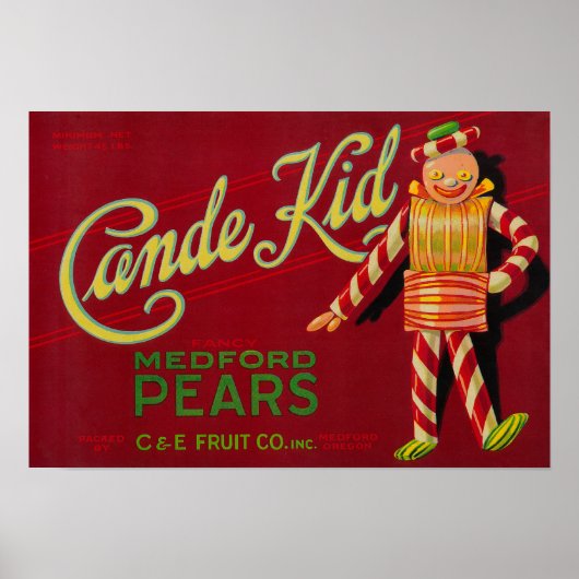 Cande Kid Pear Crate LabelMedford、または ポスター (正面)