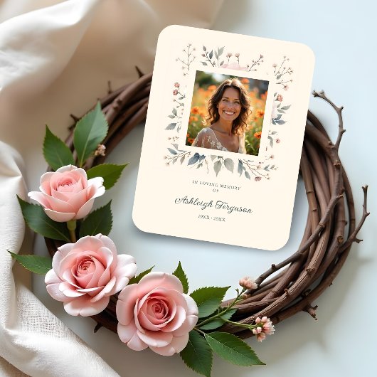 Candid Delicate Pastel Floral Frame Photo Funeral  マグネット