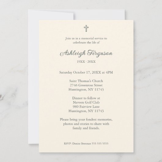 Candid Delicate Pastel Floral Frame Photo Funeral  招待状 (裏面)