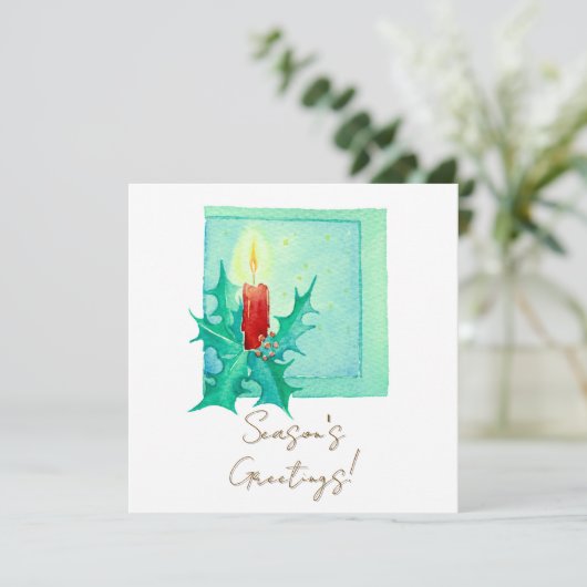 Candle and holly Christmas Card カード (スタンド正面)