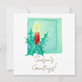 Candle and holly Christmas Card カード (正面)