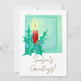 Candle and holly Christmas Card シーズンカード