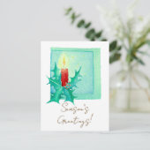 Candle and holly Christmas Card シーズンポストカード (スタンド正面)