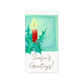 Candle and holly Christmas Card ラベル (正面)