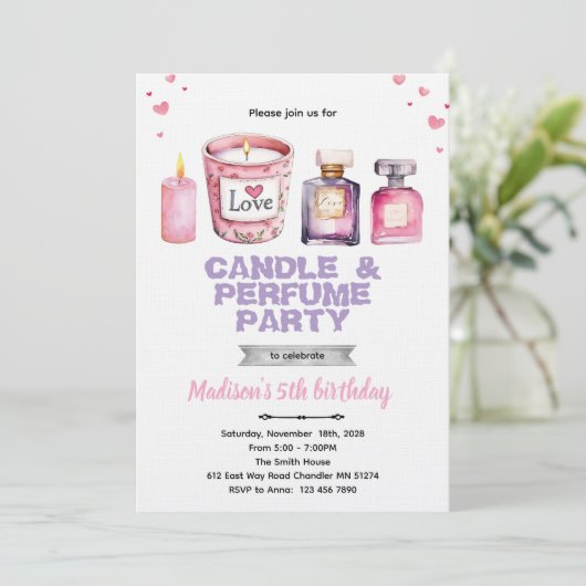 Candle and Perfume party invitation 招待状 (スタンド正面)