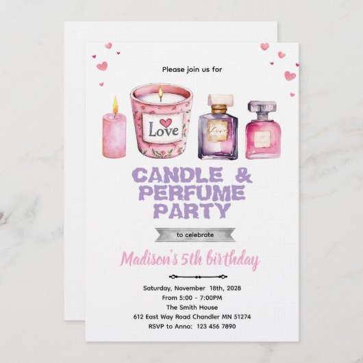 Candle and Perfume party invitation 招待状 (正面/裏面)