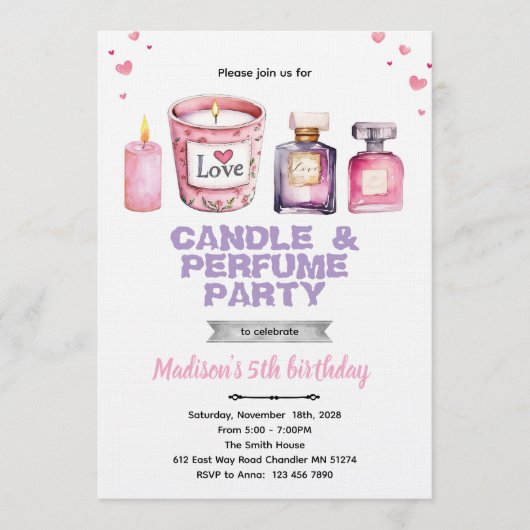 Candle and Perfume party invitation 招待状 (正面)