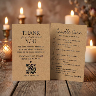 Candle Care Kraft Paper | Custom Icons |Thank You  名刺