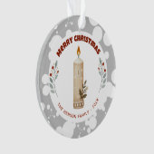 Candle Foliage Christmas Family Photo Holiday オーナメント (正面)