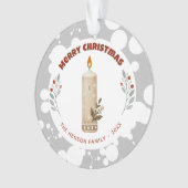 Candle Foliage Christmas Family Photo Holiday オーナメント (正面)