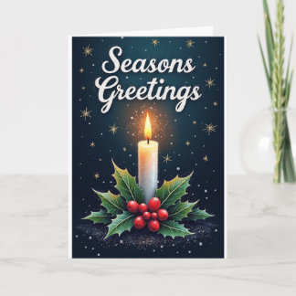 Candle & Holly – Season’s Greetings カード