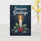 Candle & Holly – Season’s Greetings カード (黄色い花)