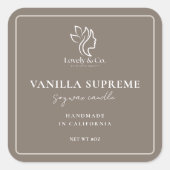 Candle Jar Label Minimalist Neutral Beige Beauty  スクエアシール (正面)