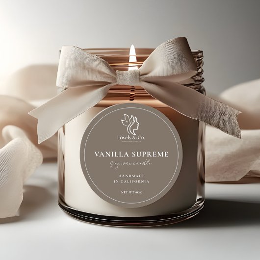Candle Jar Label Minimalist Neutral Beige Beauty  ラウンドシール