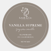 Candle Jar Label Minimalist Neutral Beige Beauty  ラウンドシール (正面)
