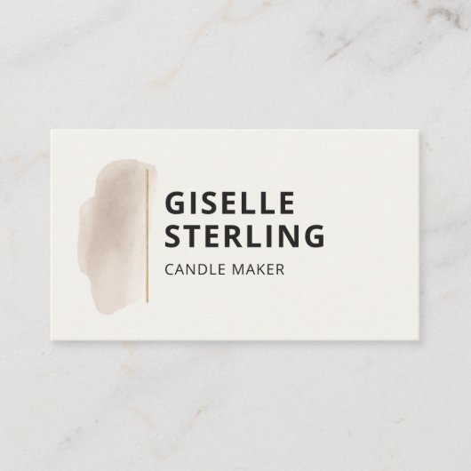 Candle Maker Neutral Beige Watercolor Elegant 名刺 (正面)
