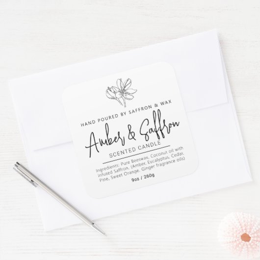 Candle saffron and amber simple ingredient スクエアシール (封筒)