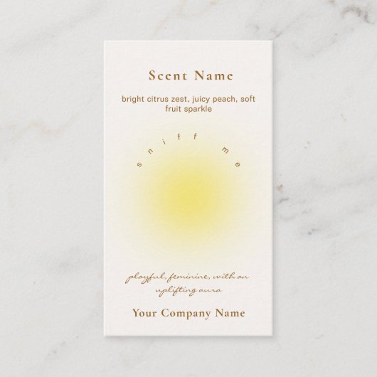 Candle Scent Sample Fragrance Yellow Tester Card 名刺 (正面)