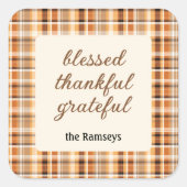 Candle Sticker 3-in || blessed thankful grateful スクエアシール (正面)