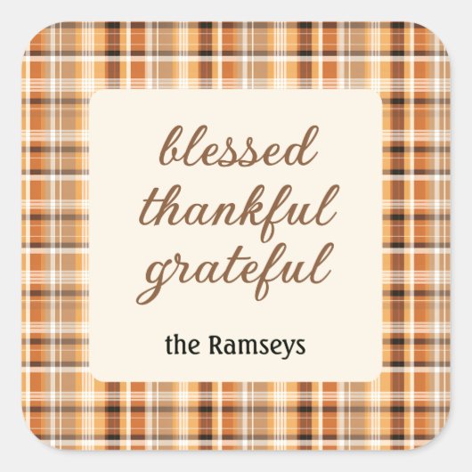Candle Sticker 3-in || blessed thankful grateful スクエアシール (正面)