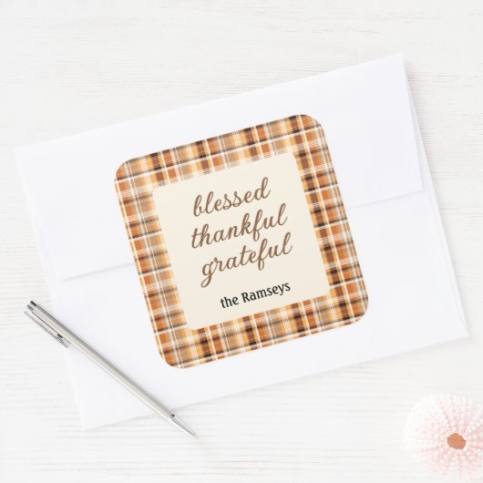 Candle Sticker 3-in || blessed thankful grateful スクエアシール (封筒)