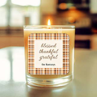 Candle Sticker 3-in || blessed thankful grateful スクエアシール