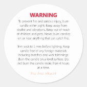 Candle warning label ラウンドシール (正面)
