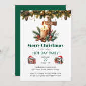 Candlelit Cross with Cinnamon and Berry Christmas 招待状 (正面/裏面)