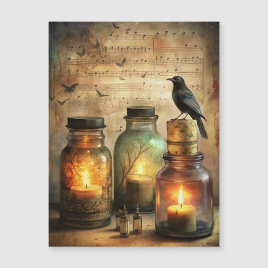 Candlelit Crow with Antique Bottles & Sheet Music (正面)