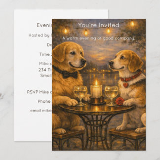 Candlelit Dogs – Warm Painterly Party Invitation 招待状