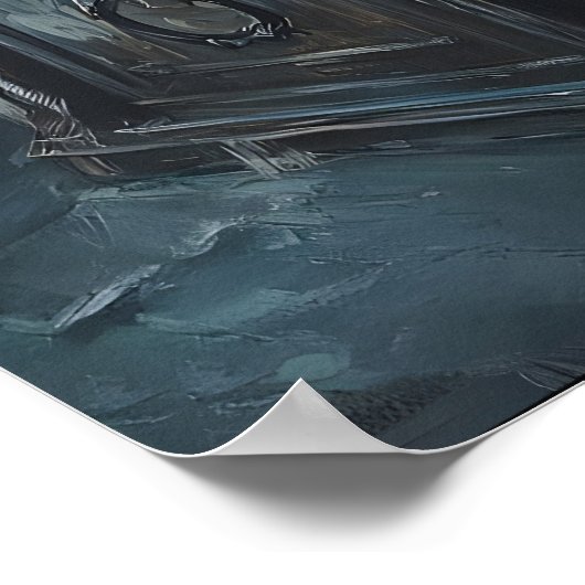 Candlelit Gothic Library Art, Dark Academia  ポスター (角)