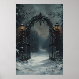 Candlelit Labyrinth Gothic Castle Corridor Art Pri ポスター