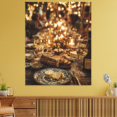 Candlelit Wine & Bread Feast キャンバスプリント (インサイチュ (リビング))