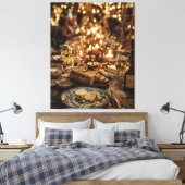 Candlelit Wine & Bread Feast キャンバスプリント (インサイチュ (寝室))