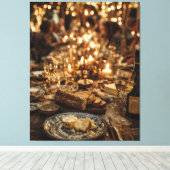Candlelit Wine & Bread Feast キャンバスプリント (インサイチュ (ウッドフロア))