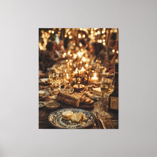 Candlelit Wine & Bread Feast キャンバスプリント (正面)