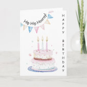 Candles and Cake Happy Birthday カード (正面)