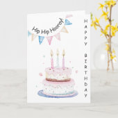 Candles and Cake Happy Birthday カード (黄色い花)