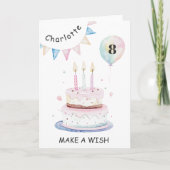 Candles and Cake Make a Wish Rainbow Birthday カード (正面)