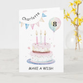 Candles and Cake Make a Wish Rainbow Birthday カード (黄色い花)