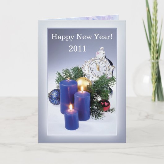 Candles, clock New Year's Greeting Card シーズンカード (正面)