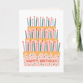 Candles tiered cake illustration birthday card カード (正面)