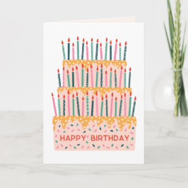 Candles tiered cake illustration birthday card カード