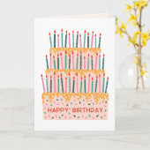Candles tiered cake illustration birthday card カード (黄色い花)