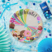 CandyとRainbow Swirlパーティー ペーパープレート (パーティー)