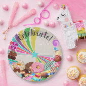 CandyとRainbow Swirlパーティー ペーパープレート (パーティー)