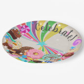 CandyとRainbow Swirlパーティー ペーパープレート (アングル)