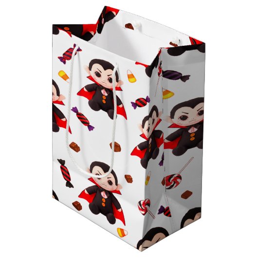 Candy and Dracula For Halloween Gift ミディアムペーパーバッグ (正面アングル)